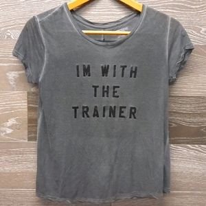 EXPCORE gray stressed Im with thectrainer gym tee